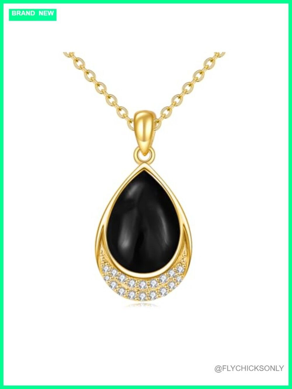 925 Sterling Silver Teardrop Pendant Necklace with Cubic Zirconia